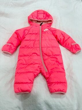 Nike Baby Puffer One-Piece Snowsuit in Neon Pink